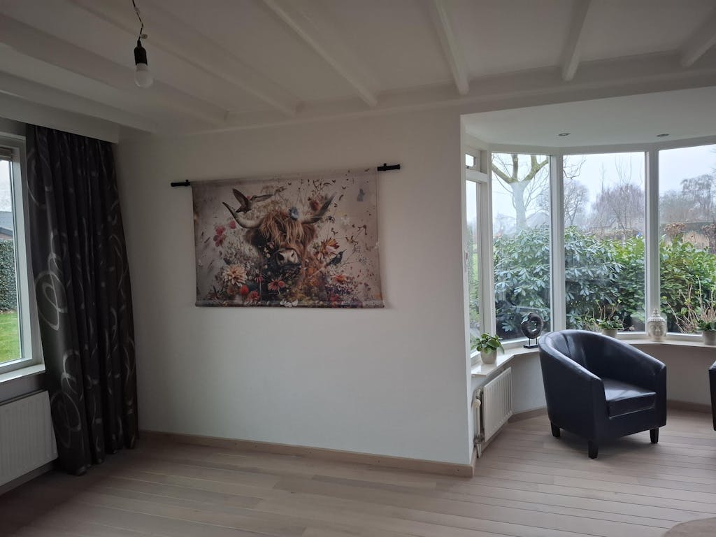 Bloemen Schotse hooglander 2 · Wandkleed