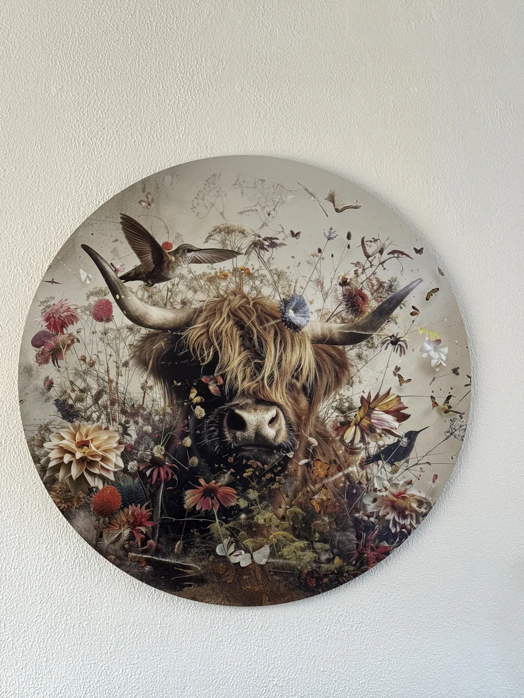 Bloemen Schotse hooglander 2 · Muurcirkel