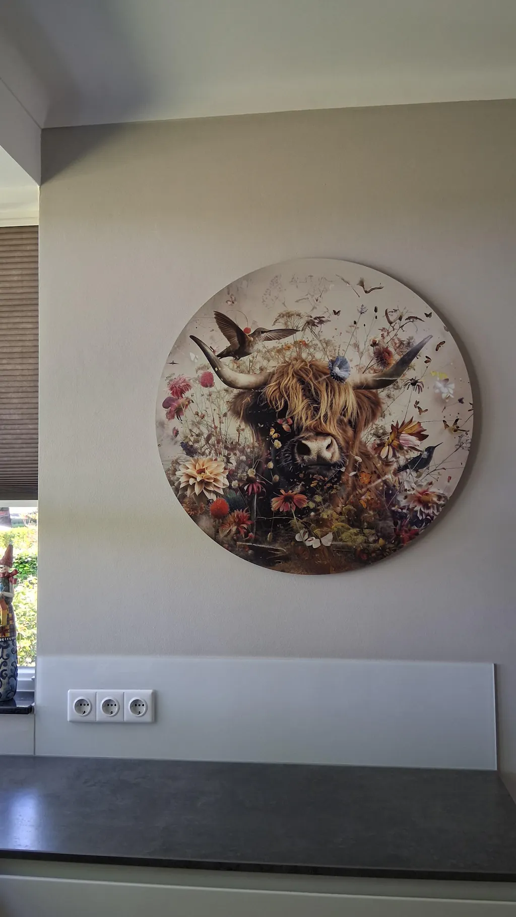 Bloemen Schotse hooglander 2 · Muurcirkel