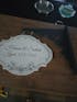Hand-painted Hanging Name Plate - Ivory Victorian with Graphite Black Bracket