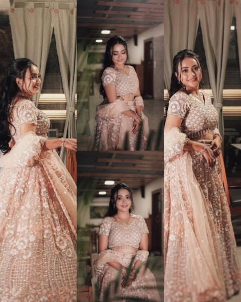 Multi Sequins Embroidered Net Semi-Stitched Bridal Lehenga choli