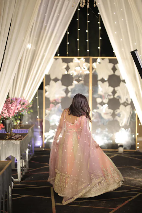 Tissue Fabric Sequinse embroidery Semi-Stitched Lehenga choli & Dupatta