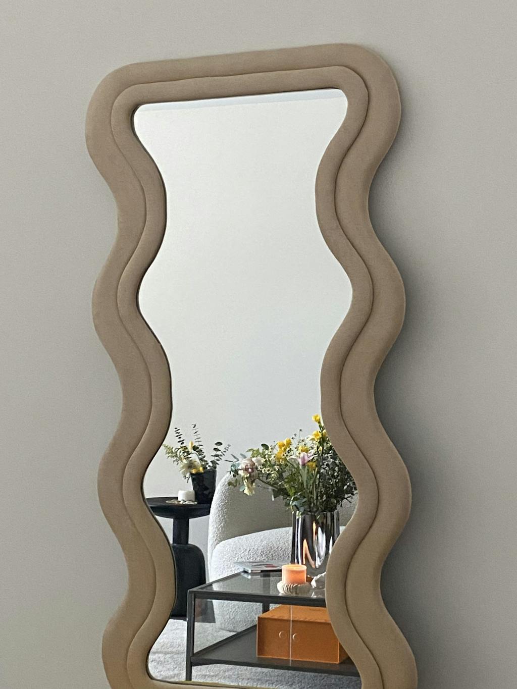Osma Mirror Wavy Velvet Mirror in Velvet or Boucle HueGah Home