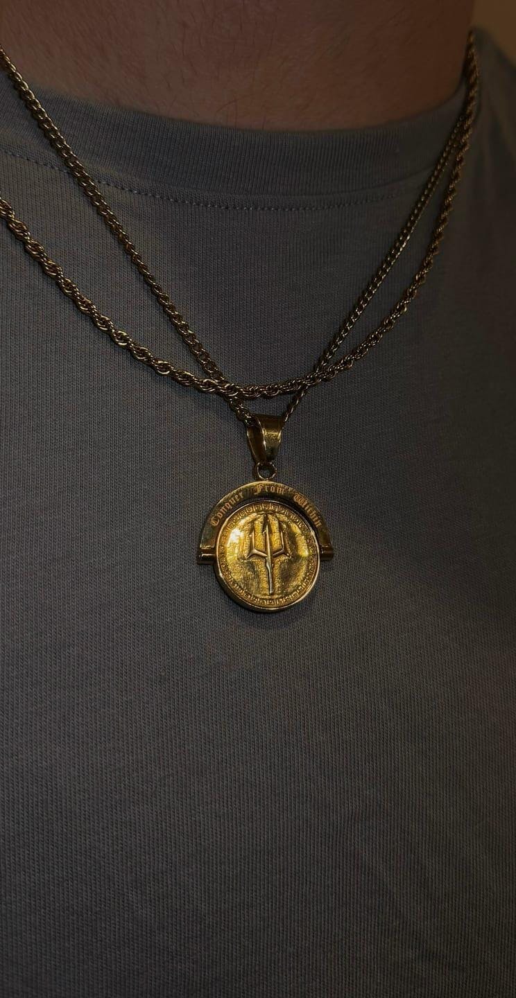 Trident Double-Sided Pendant in Gold - Humbler