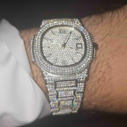 Fully Iced Out Moissanite Watch in White Gold