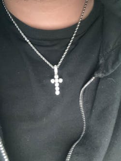 Moissanite Flower Shape Cross Pendant