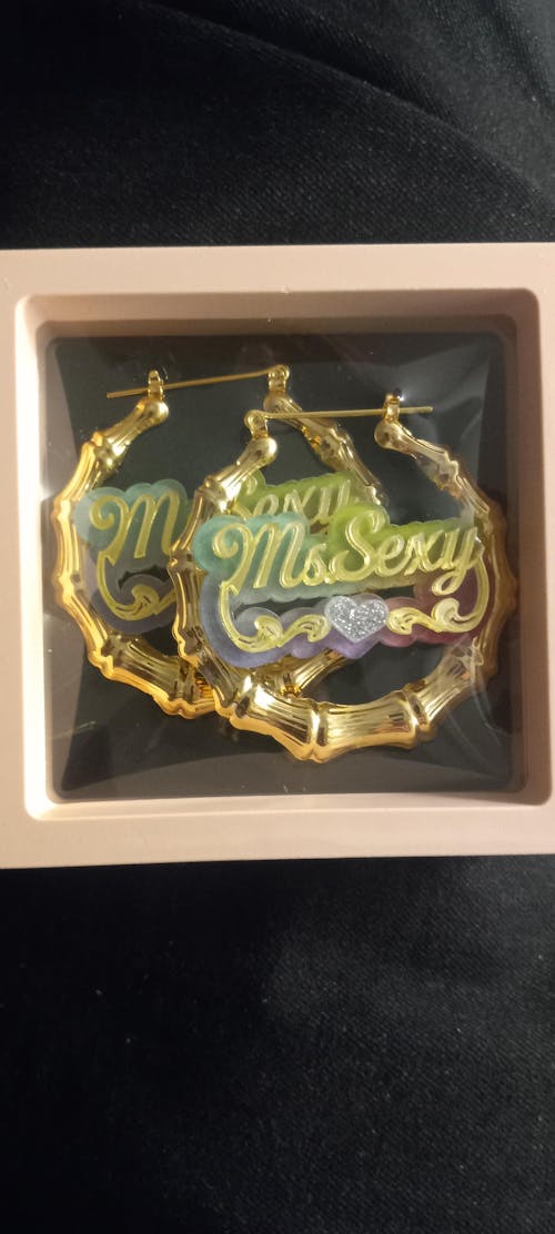 Personalized Colorful Bamboo Hoop Earrings with Custom Name