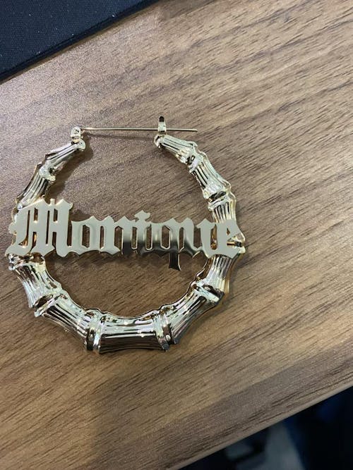 Bamboo Hoop Name Earrings