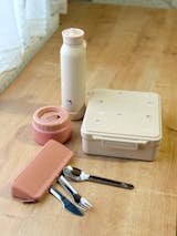 Set Tacâmuri din Inox cu Husă din Silicon cu Fermoar - Roz