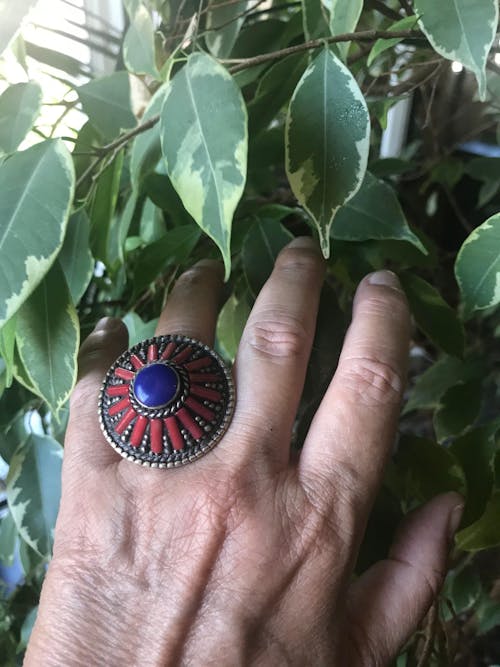Anello etnico tibetano con pietre - NAWALGHAR