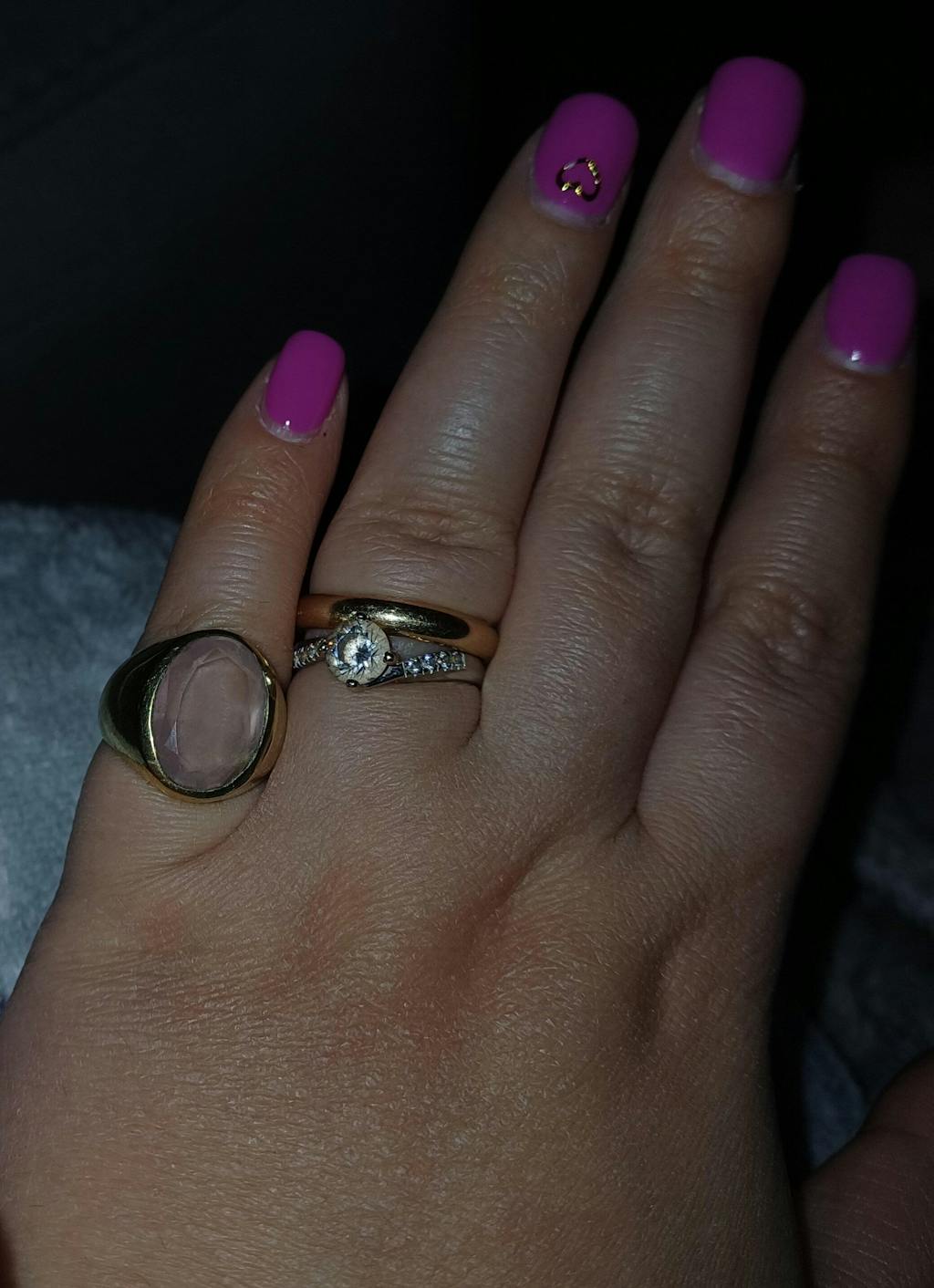 Anello mignolo in ottone chevalier quarzo rosa - ROSE