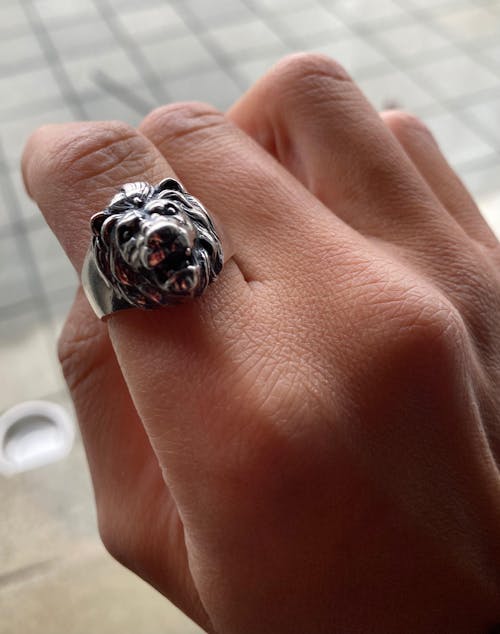 ANELLO Leone artigianale in argento 925 - DECHUAR