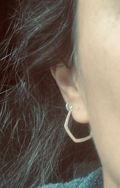 ORECCHINI EXAGON cerchio da lobo argento