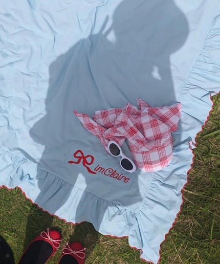 Ruffle Picnic Blanket Blue