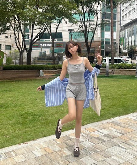 Misty Blossom Pajama Set Gray