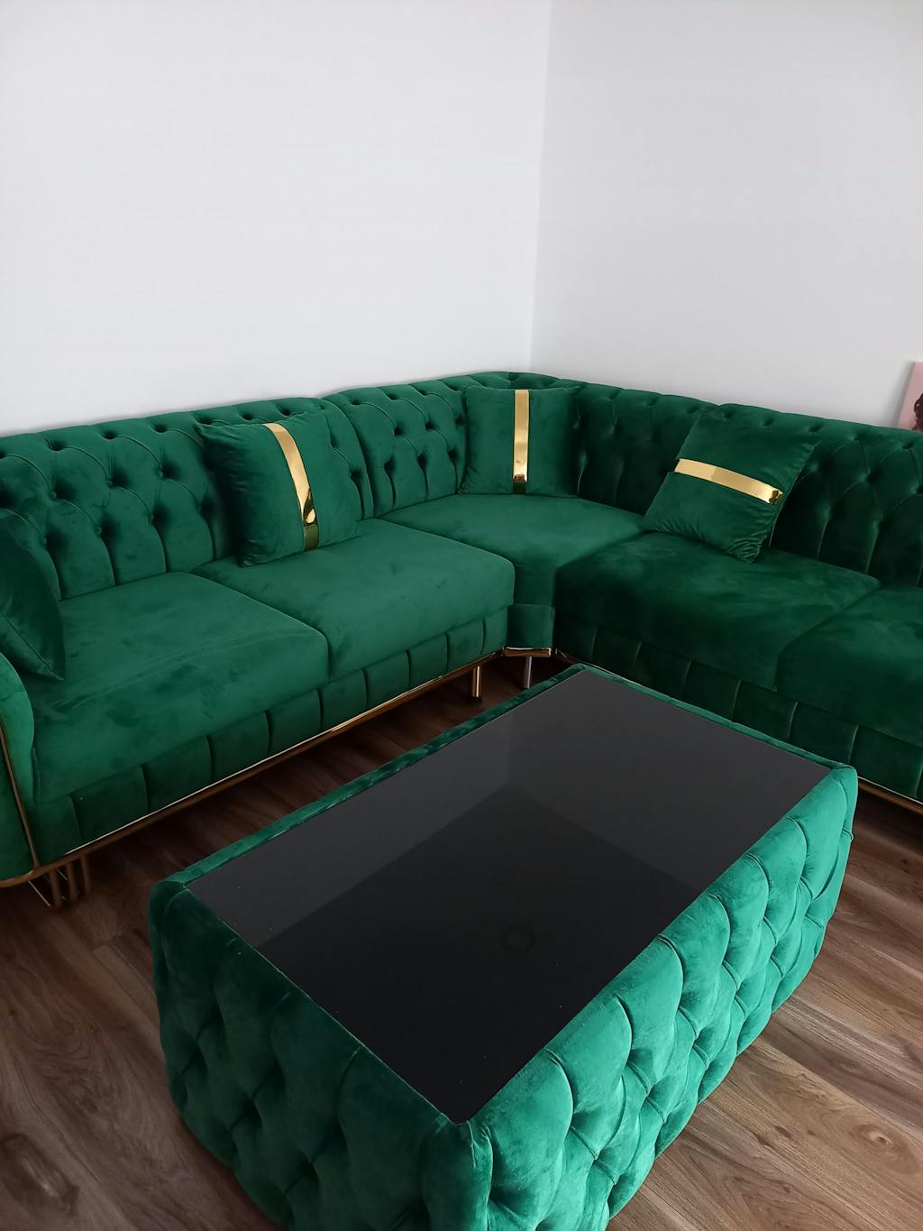 Colțar catifea, fix, Baloon - Stil Chesterfield