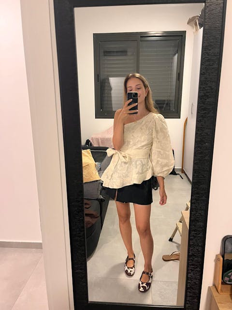 Silk One-Shoulder Blouse Size: S