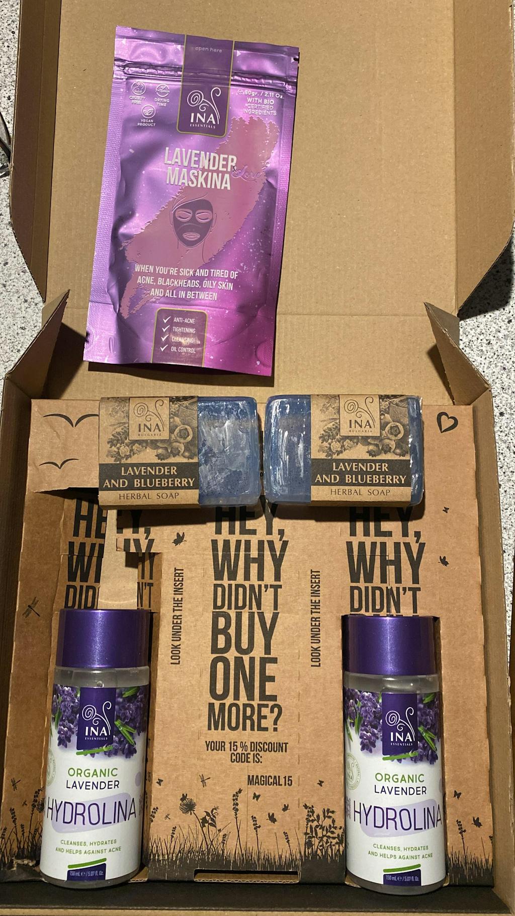 Gezichtsmasker - Lavendel Maskina, Lavendelwater - Hydrolina - intensieve verzorging voor de Vette probleemhuid