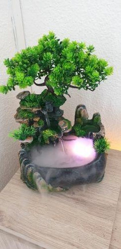 Feng Shui Bonsai Waterfall Indoor Fountain With Fog LED