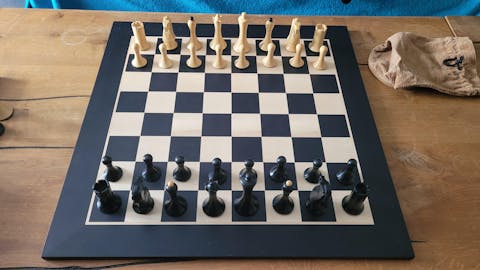Minimalist Soviet-Style Chess Pieces In Ebonized & Boxwood - 3.7” King