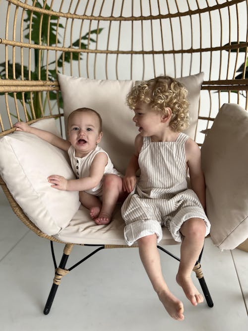 Grady Romper (desert pinstripe linen)