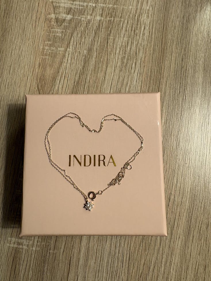 Colier din aur galben Flora - Safir alb, Morganit roz