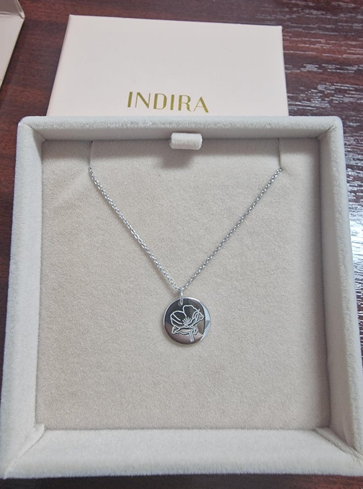 Colier din argint Birth Flower Silver - August Poppy