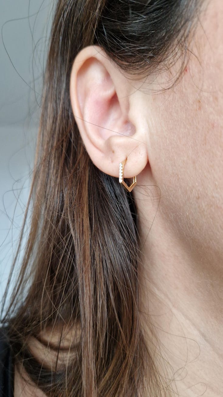 Cercei din aur Hexagon Hoops