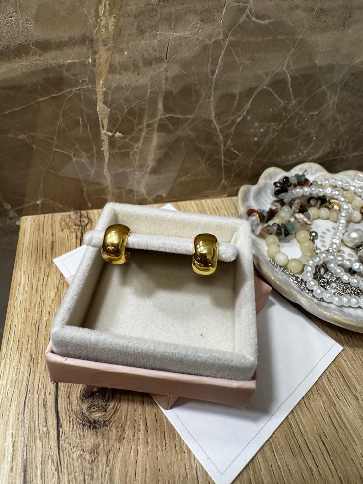 Cercei din argint Golden Bold Mini Hoops