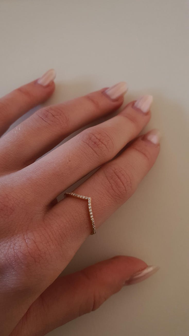 Inel din argint Golden Simple V - Zirconiu