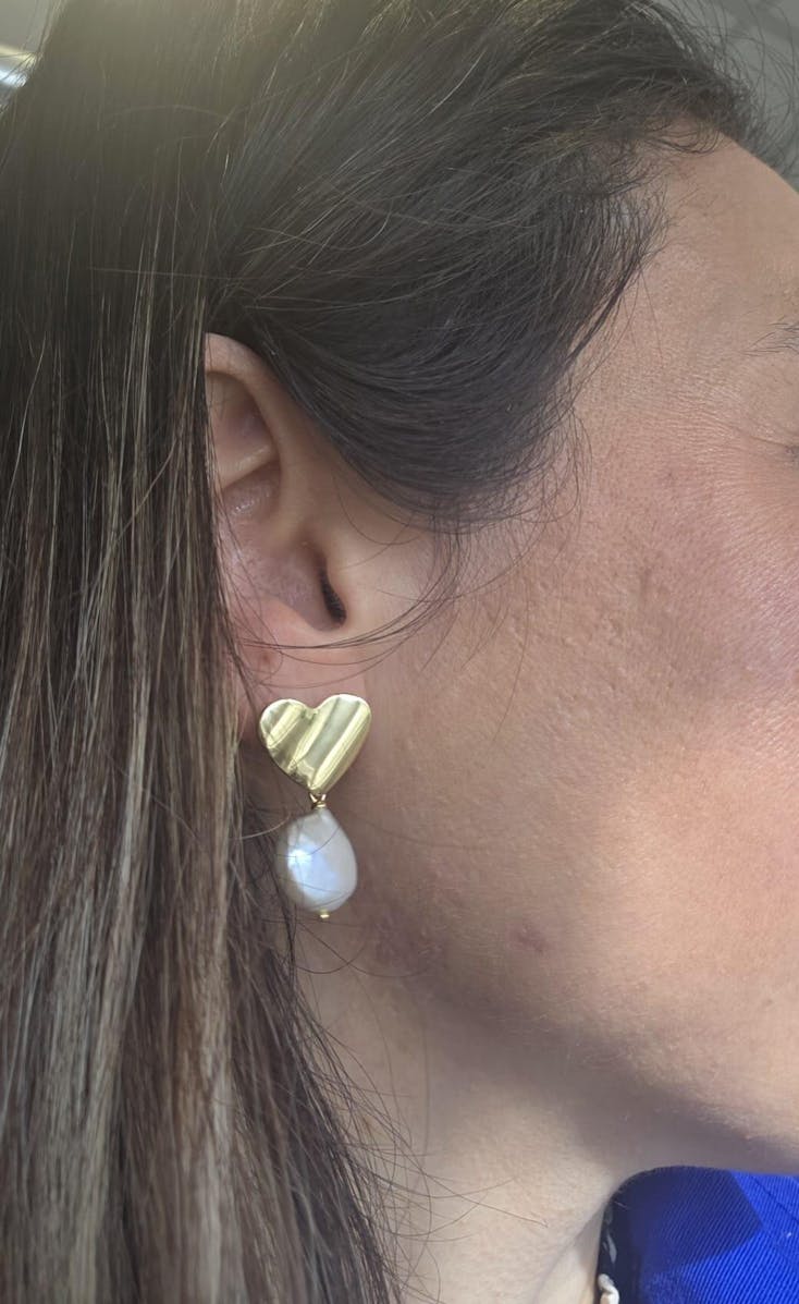 Cercei din argint Heart of Gold - Perle Naturale