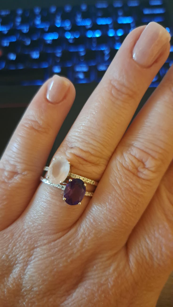 Inel din argint Reina - Ametist, Zirconiu