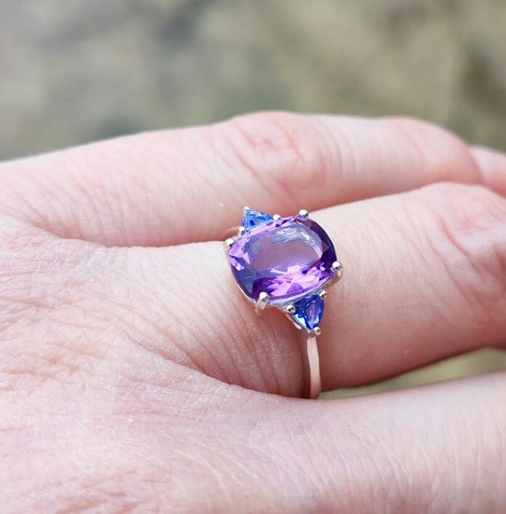 Inel din argint Jillian - Ametist, Tanzanit