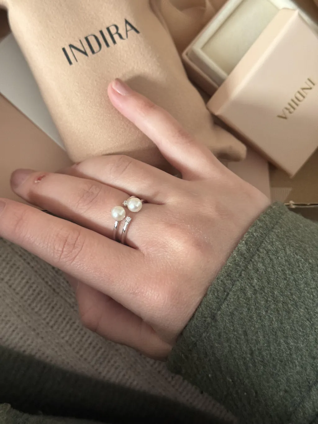 Inel din argint Poly - Perle naturale si Zirconiu