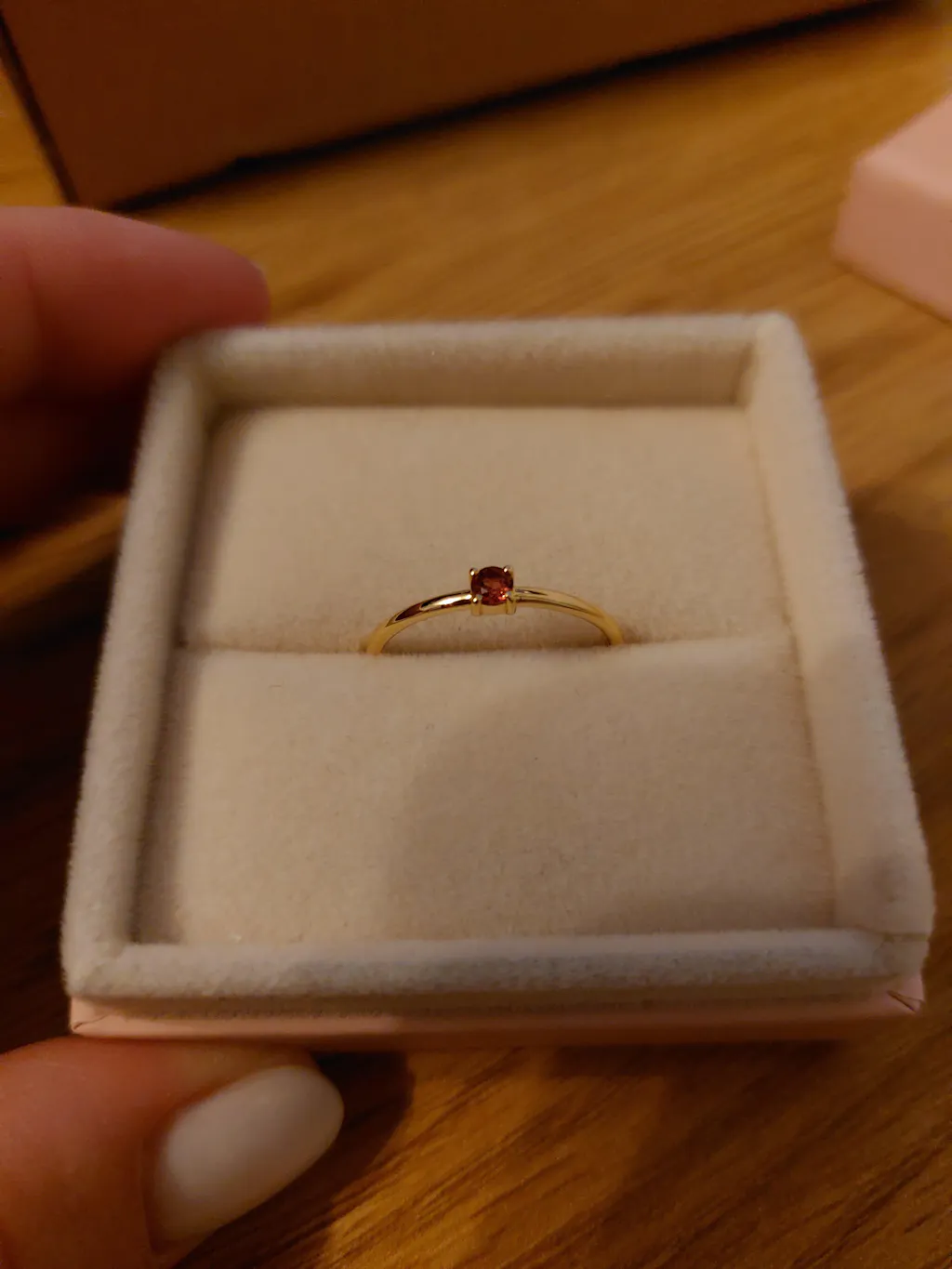 Inel din argint Birthstone Golden January - Granat