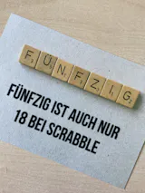 Einladung zum 50. Geburtstag: Scrabble