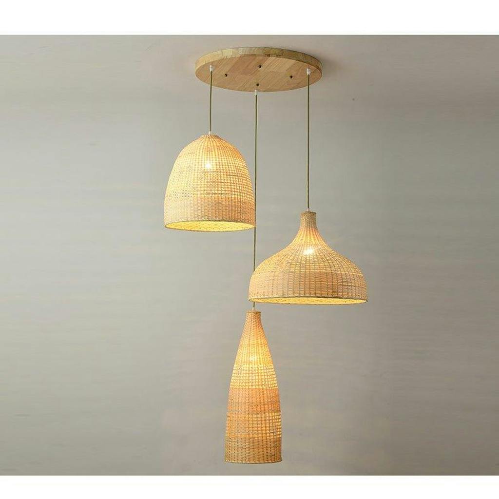 Set 4 Kirsal Modern Cluster Rattan Pendant Light For Dining Room