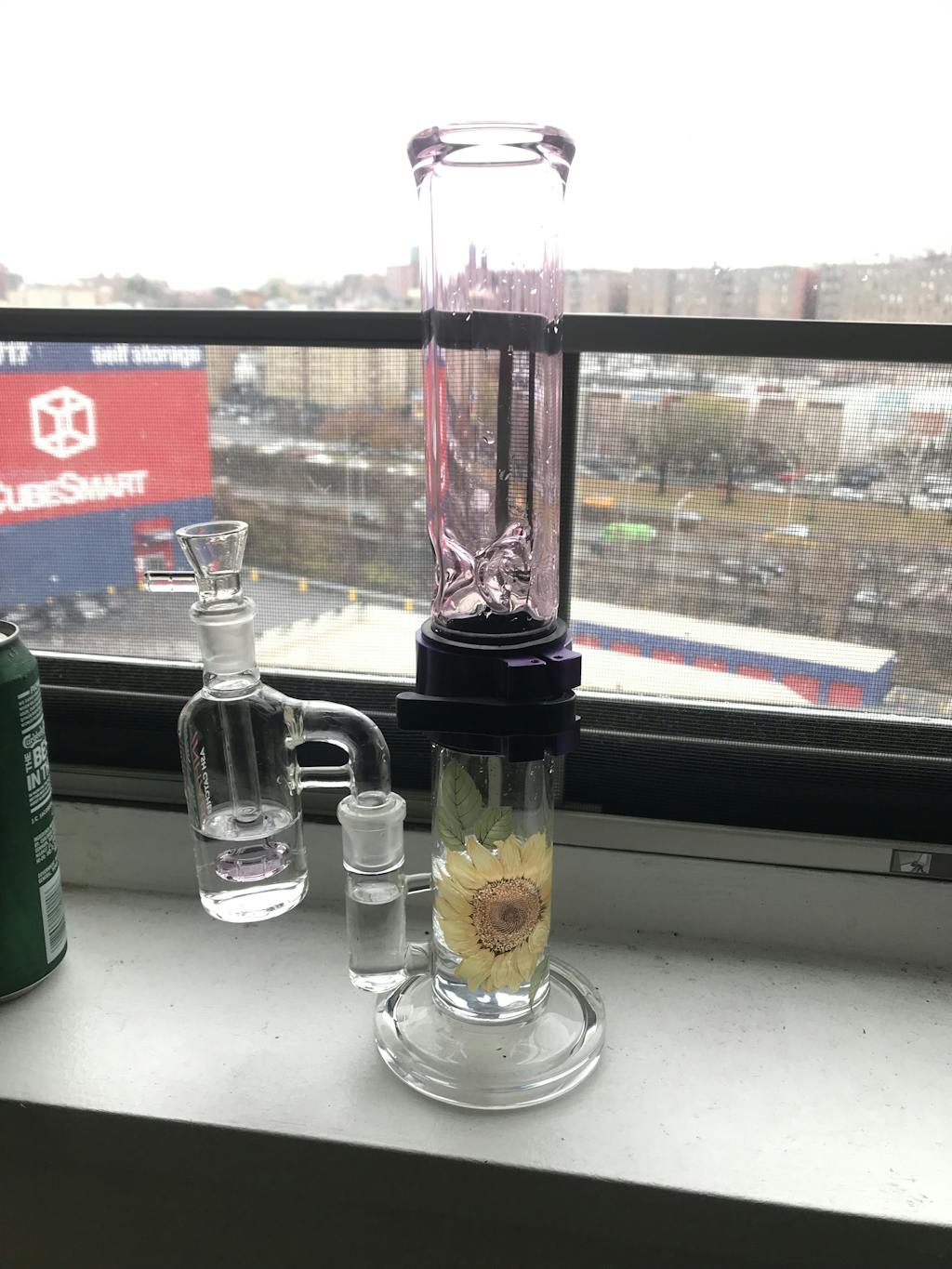 18mm Ash Catcher 90 Degree Pink Perc | INHALCO