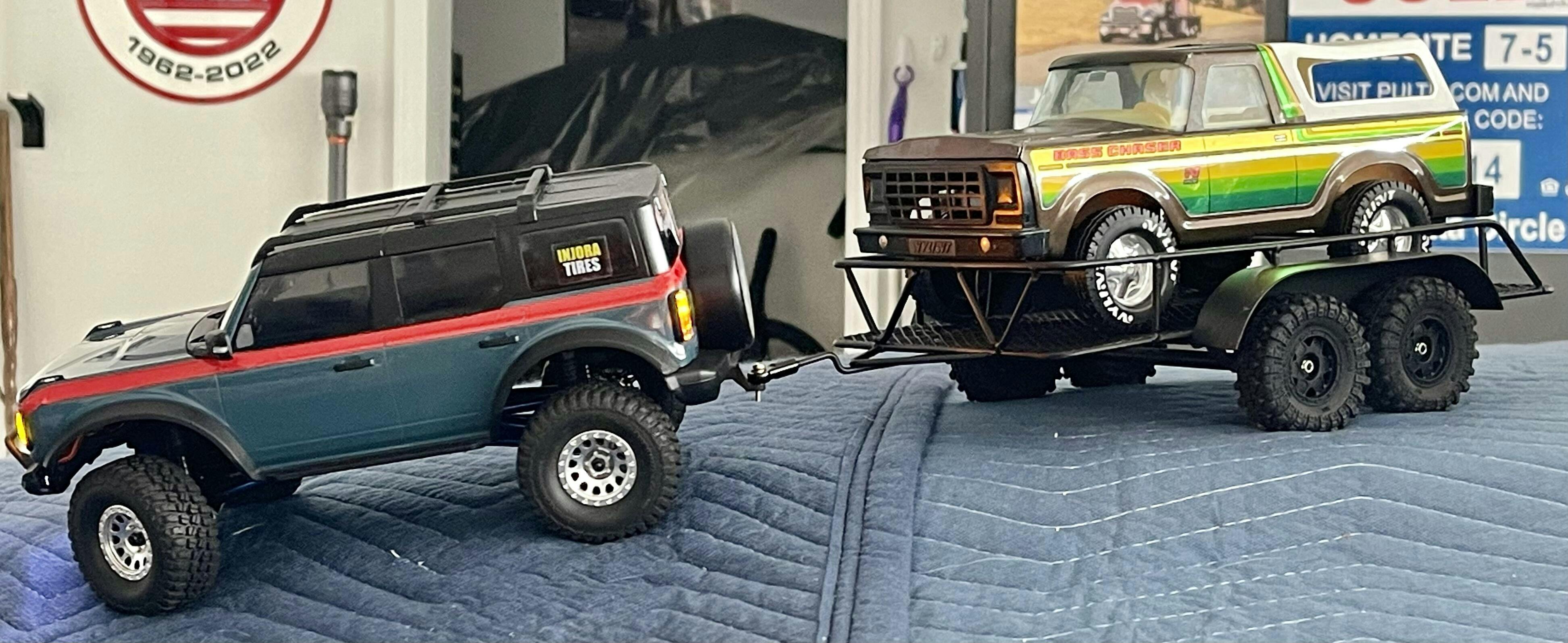 INJORA Metal Hitch Mount Trailer for 1/18 RC Crawler TRX4M