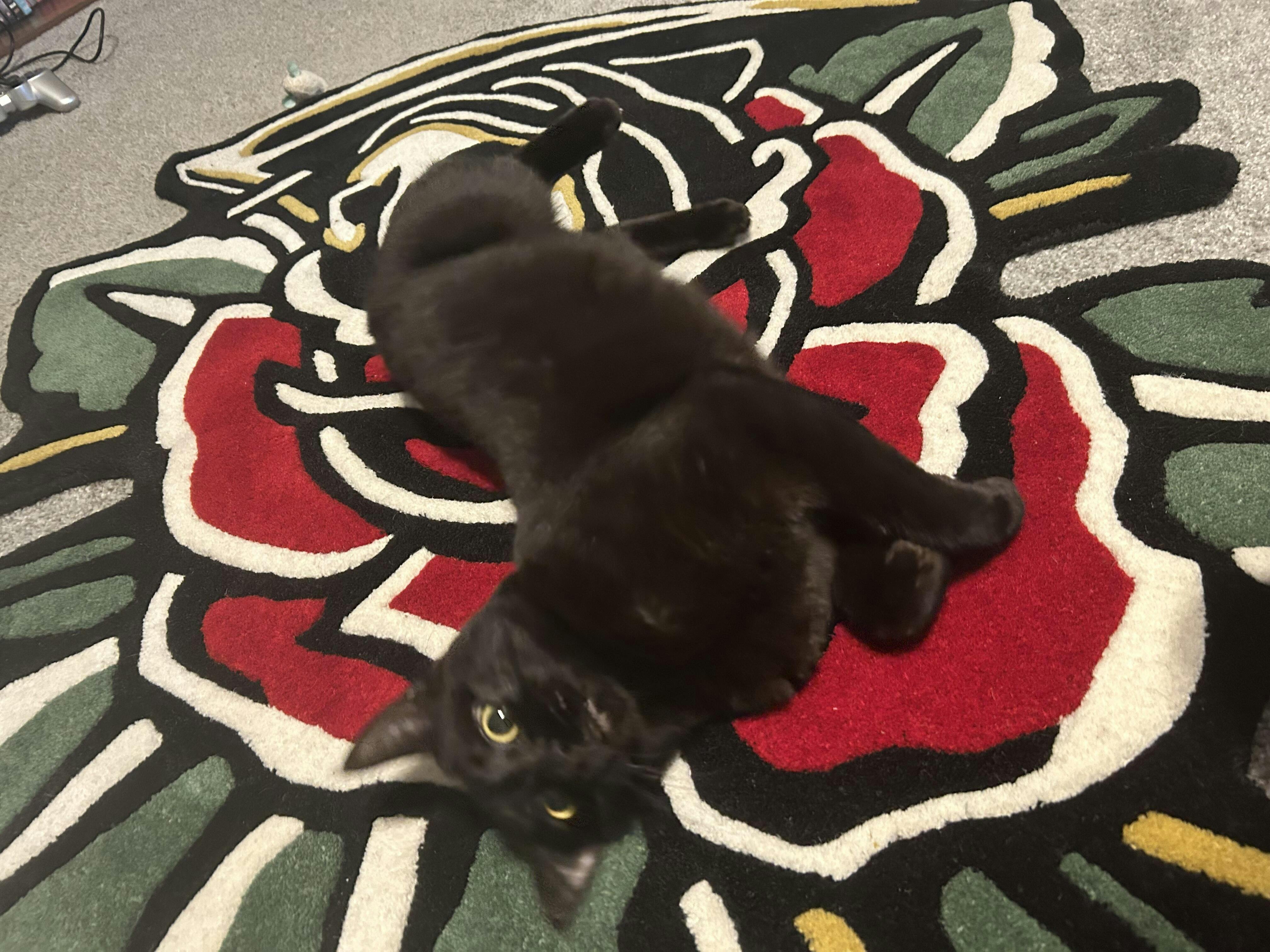 Blackwork Rose Rug - Gothic Floral Decor – Inked Rugs