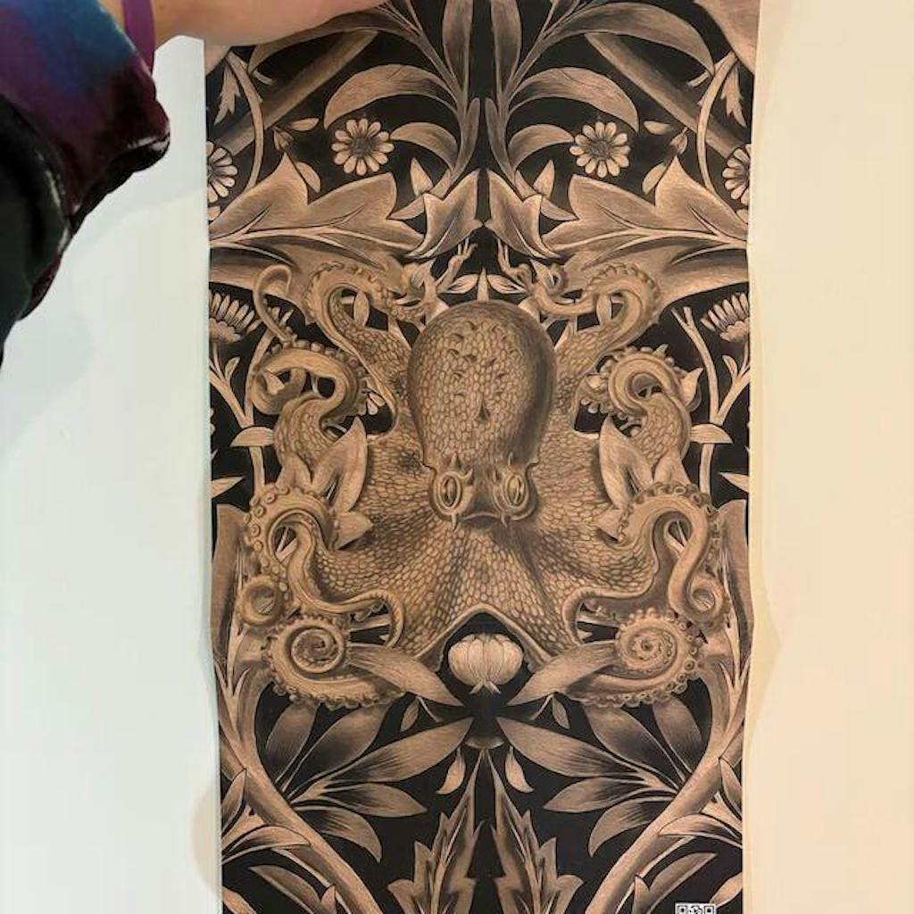 Octopus Botanical Damask | Midnight Gold