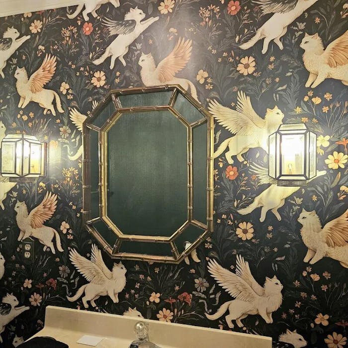 Mythical Cats Botanicals Wallpaper | Black Magic