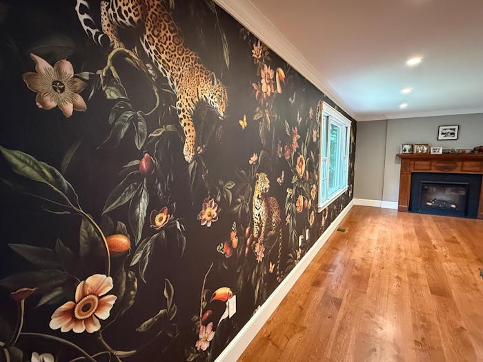 Exotic Tropical Jungle Wallpaper - Toucan, Jaguar | Black