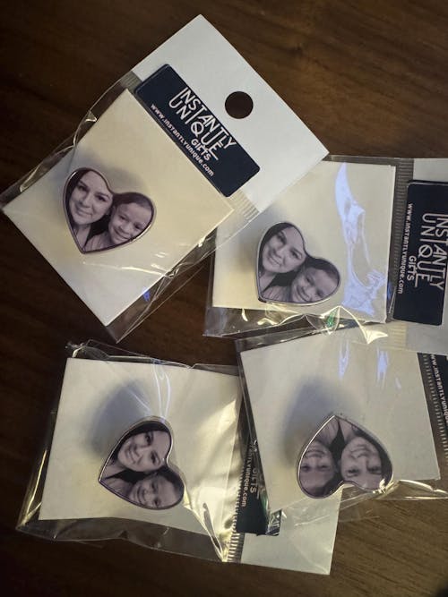 Personalized Metal Circle, Heart or Square Shaped Pin Button with Your Photo