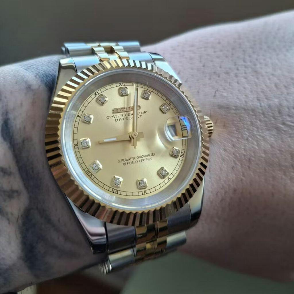 SEIKJUST 39mm GOLD DIAMOND DIAL