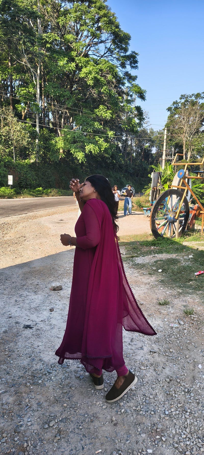 Om Shanti Oshanna Wine (Kurti+Dupatta)