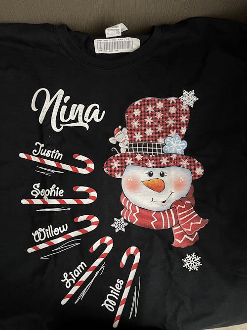 Grandma Snowman Candy Cane Christmas Personalized Shirt For Grandma,