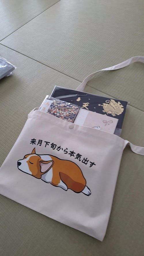 犬イラスト　レギュラー キャンバス サコッシュ　Corgi犬 来月下旬から本気出す