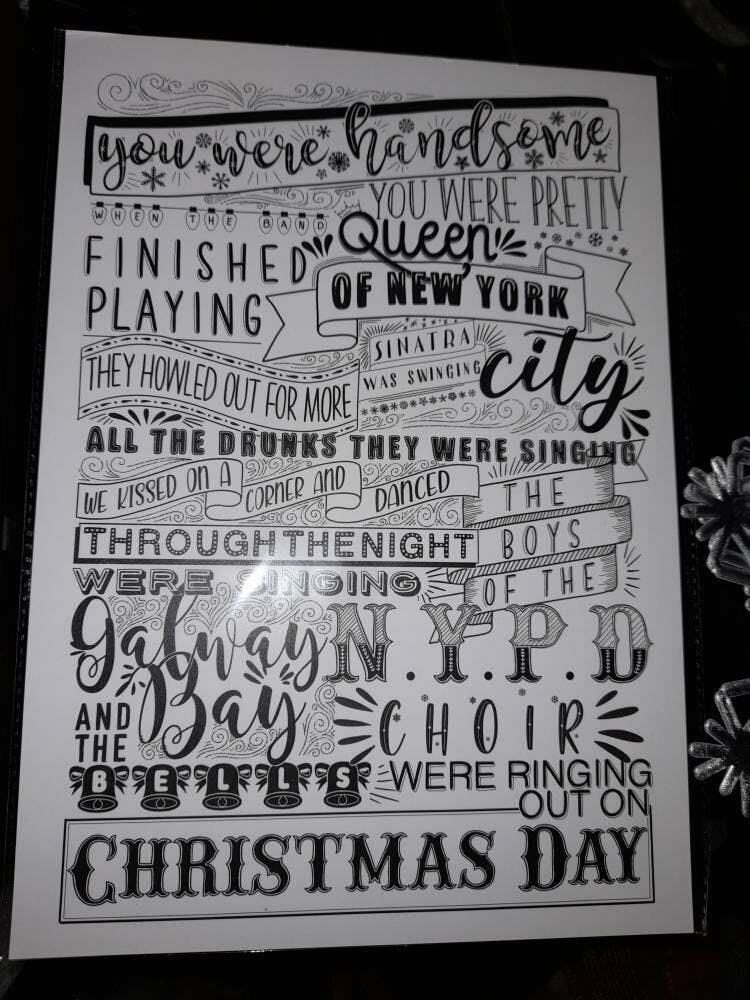 The Pogues - Fairytale Of New York Lyric Print – Iona Poppy Designs