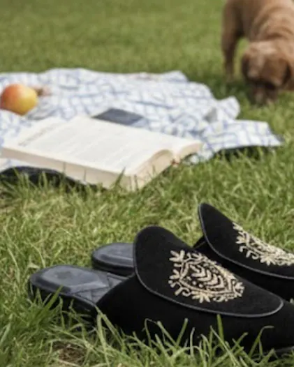 BLACK ITALIAN VELVET MULE BLACK ITALIAN VELVET MULE
